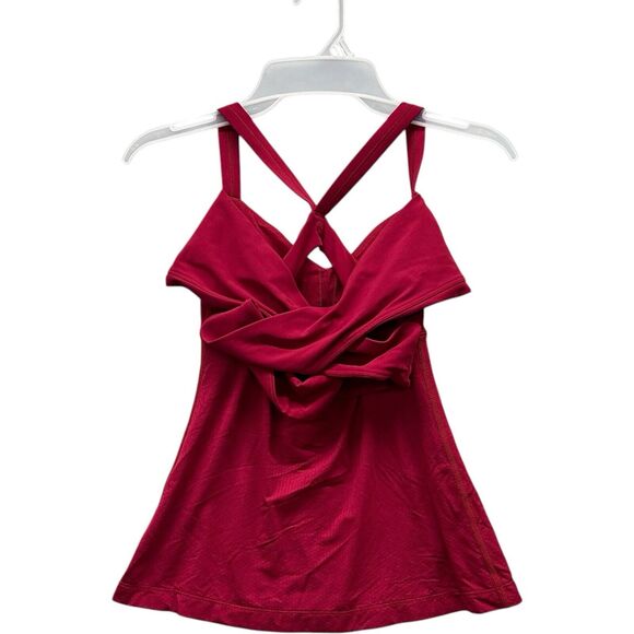 Lululemon Wrap it Up Tank Top Women's size 4 Criss Cross Back Yoga Cranberry S - Picture 1 of 6